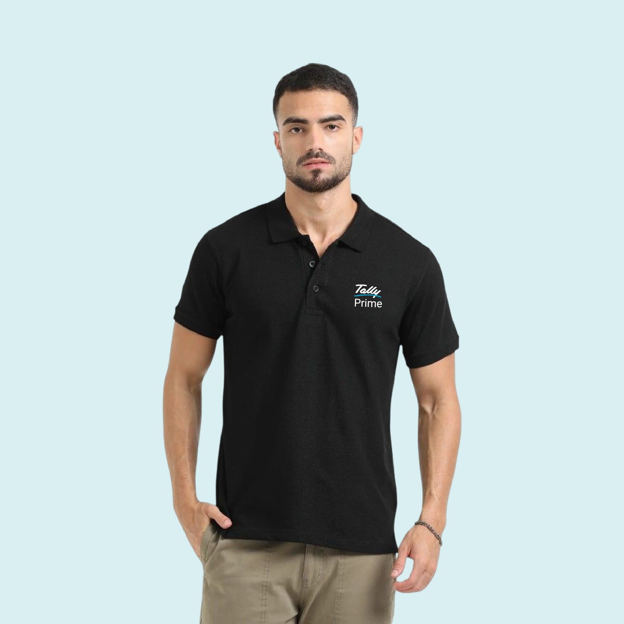 Greys&Blues Organic Polo Plain Tshirt- Black